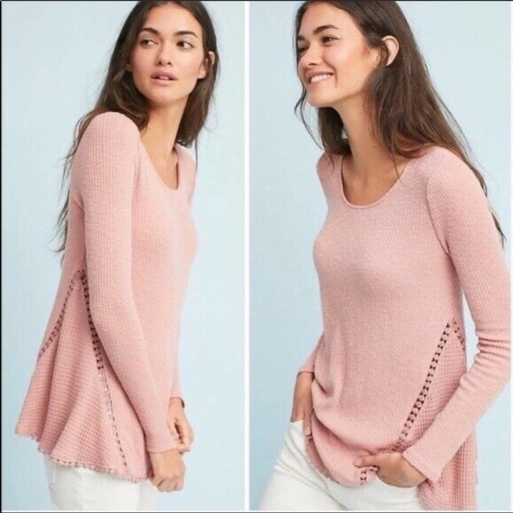 NWT Anthropologie Eri + Ali Pink Crochet Thermal Top